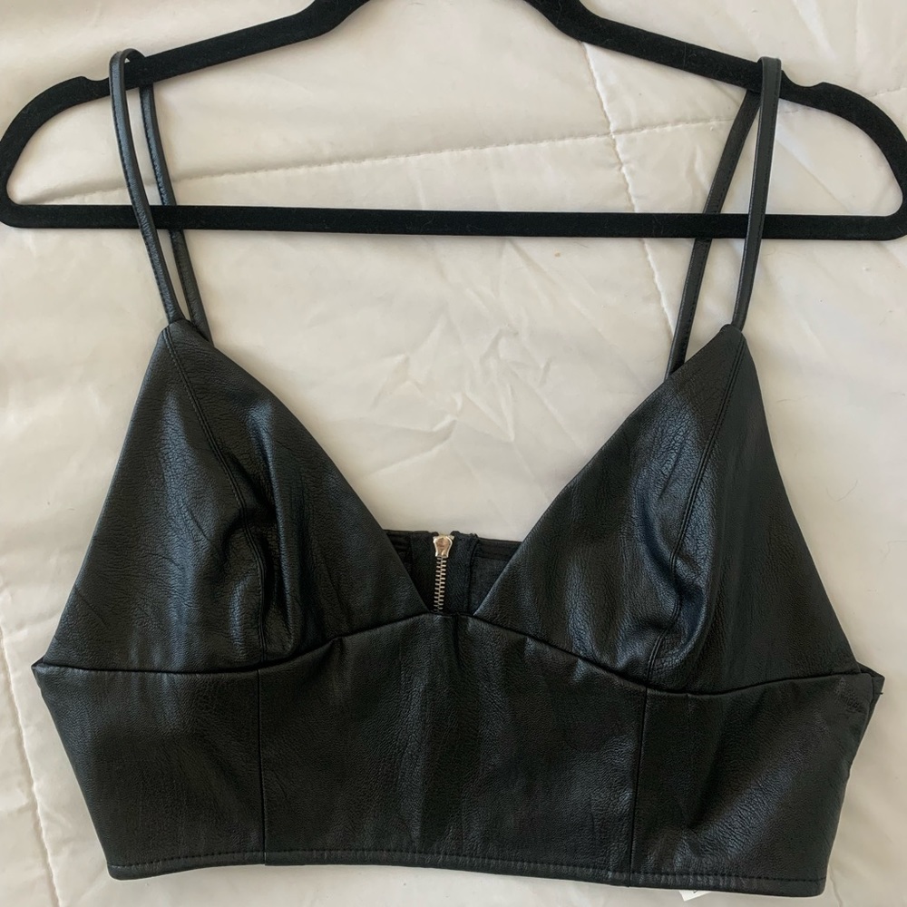 Black Leather Crop Top